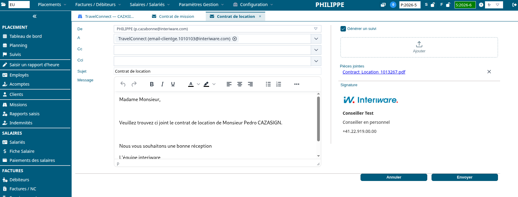 Contratto per email